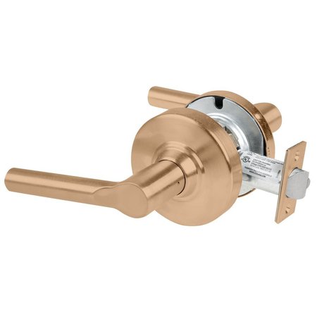 SCHLAGE Grade 1 Passage Latch, Broadway Lever, Non-Keyed, Satin Bronze Finish, Non-Handed ND10S BRW 612